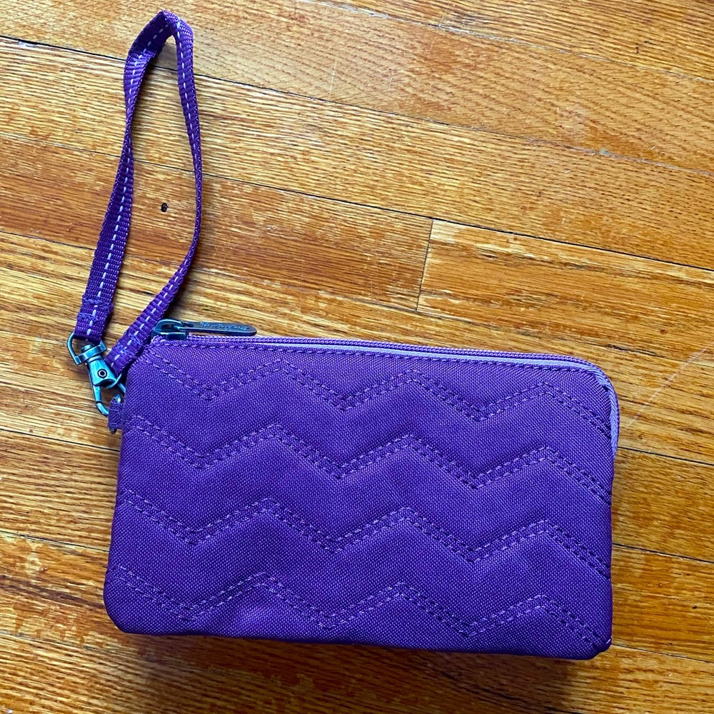 NWOT 31 brand clutch wallet. Purple, with wristlet. Thirty one purse